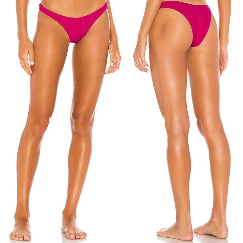 Vitamin‎ A Luciana High Leg Full Coverage Bikini Bottom in Hot Pink